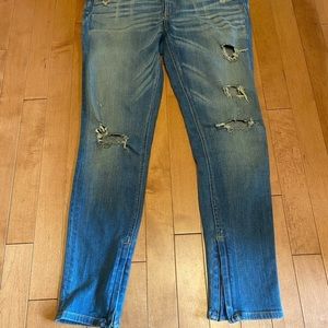 Women’s Rag & Bone Size 28 Zipper Capri Distressed Light Wash Denim Jeans
